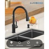 AJO BEND Touchless Matte Black Kitchen Sink Faucet with Pull