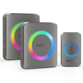 TECKNET Outdoor Wireless Doorbell Waterproof 60 Ringtones RGB Display Ultra Long Range 500M 5 Selectable Volumes (1 Transmitter and 2 Receivers)