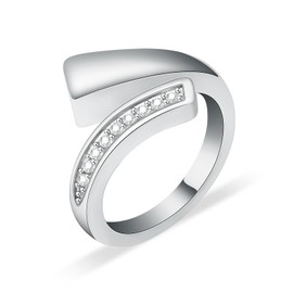 QGJNSGC Urn Ring for Ashes for Women Men Cubic Zirconia Ash Ring Memorial Cremation Jewelry Bereavement Keepsakes Gift for Loss of a Loved One (5#, Silver)