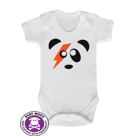 Baby Moo's Ziggy Stardust Panda Baby Grow for Boys or Girls | Rock n Roll David Bowie Baby Vest/Neutral Bodysuit - Ideal Baby Shower, Twin, Xmas or 1st Birthday Gift UK (3-6 months)
