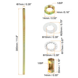 PATIKIL 1/8IP Thread 11.8" Lamp Pipe Kit with Lock Nuts Washers, Fasteners Assortment Hardware for Chandelier Ceiling Light DIY, Zinc Plating