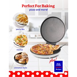 Betty Crocker Pizza Maker Plus, 12" Indoor Electric Grill, Nonstick Griddle Pan for Pizzas, Quesadillas, Tortillas, Nachos and more, 12" Electric Griddle for Delicious Meals and Snacks, White