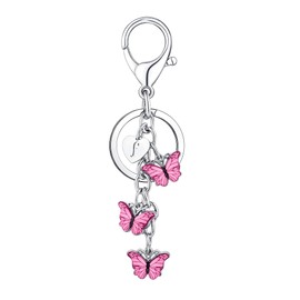 HAISWET Letter Initial Keychain Butterfly Purse Charm Keyring Accessory Cute Keychain for Backpack, Pink F, Medium