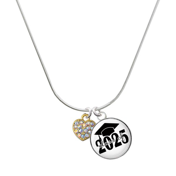 Delight Jewelry Goldtone Clear AB Crystal Heart Script Class of