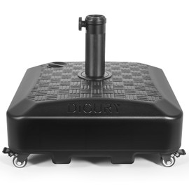 Digury Umbrella Base Outdoor Patio Umbrella Stand with Wheels Fillable 125lb Heavy Duty Mobile Base Weighted Rolling Stand - Black