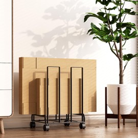 HUDABAIDI Carton Storage Rack, Portable Cardboard Recycling Organizer Stand with Caster Wheels to Store, Transport Cardboard for Home Warehouse Shipping Station, 12.2x10.2x17.1in (Black)