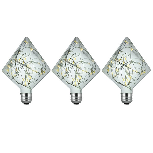 Sunlite 41058-SU LED Decorative String Light Bulb Diamond Shaped Lightbulb, 3 Pack, Warm White