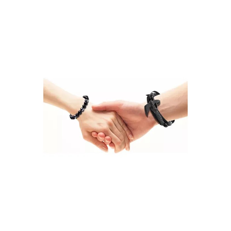 Pulsera Lynnette Cuero Obsidiana Hombre Ajustable 21cm Pack 2