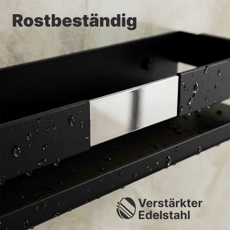 Minismus Shower Shelf No Drilling Black Shower Shelf with Safety