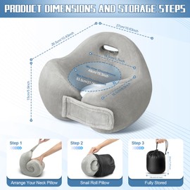Neck Pillow for Airplanes,Portable Adjustable Travel Pillow with 360° Support,Memory Foam Airplane Pillow with Storage Bag,Removable Cover Neck Pillow,for Travelling,Sleeping,Car, Airplane,Home Use
