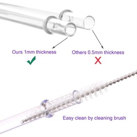 DAKOUFISH 12 Inch Reusable Replacement Plastic Straws for 30 oz & 40 oz Mason Jar Tumblers,Set of 12 Pcs Straws with Cleaning Brush (12inch, 7color)