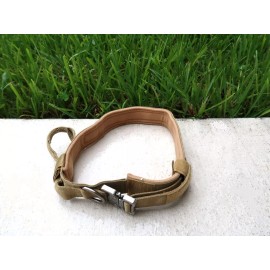 Unbranded Tactical Dog Collar Large Military Police Training Heavy Duty Metal Buckle Khaki - USA Flag Velcro Patch