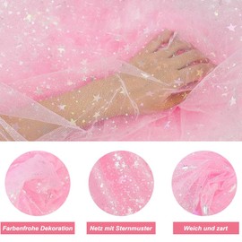 Tulle Roll Tulle Fabric Pink Glittering Fabric Tulle Fabric Glitter Yarn Tulle Decorative Fabrics 160 x 200 cm Table Runner Glitter Tulle for Wedding Party Gifts Decoration Crafts