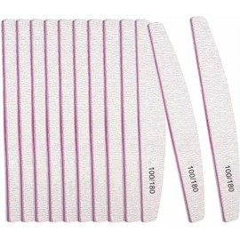 BREEZO 12PCS Professional Nail Files Double Sided Emery Board 100/180 Grit Washable Nail Files, Fingernail Buffering Files Manicure Tools Nail Styling Tools Pet Grooming Tools, Gray