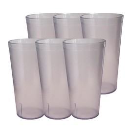 Party Outlaw Clear Plastic Cup Tumblers 6 Pc 16oz Lightweight, Heavy Duty Stackable Cafe Style Plastic Glasses. Reusable & Dishwasher Safe Ice Tea & Water Cupsafe Ice Tea & Water Cups