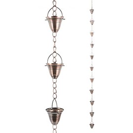 DUSVALLY Rain Chains,96 inches Length Decorative Metal Rain Chain Bell for Home Garden Balcony Patio,Bell