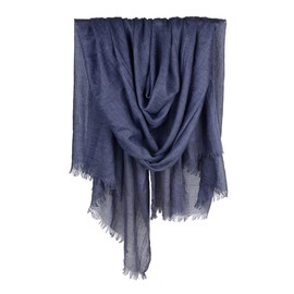 Iristide Bufandas de verano para mujer, grandes, largas, ligeras, de lino, para playa, chal de gasa de 188 x 1100 cm, azul Denim, L