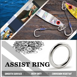 9Tong Stainless Steel Connector Solid Ring Fishing Swivels Bait Rig Fishing Rings Swirls Sea Fishing Saltwater Leader Rings 50pcs 656lbs