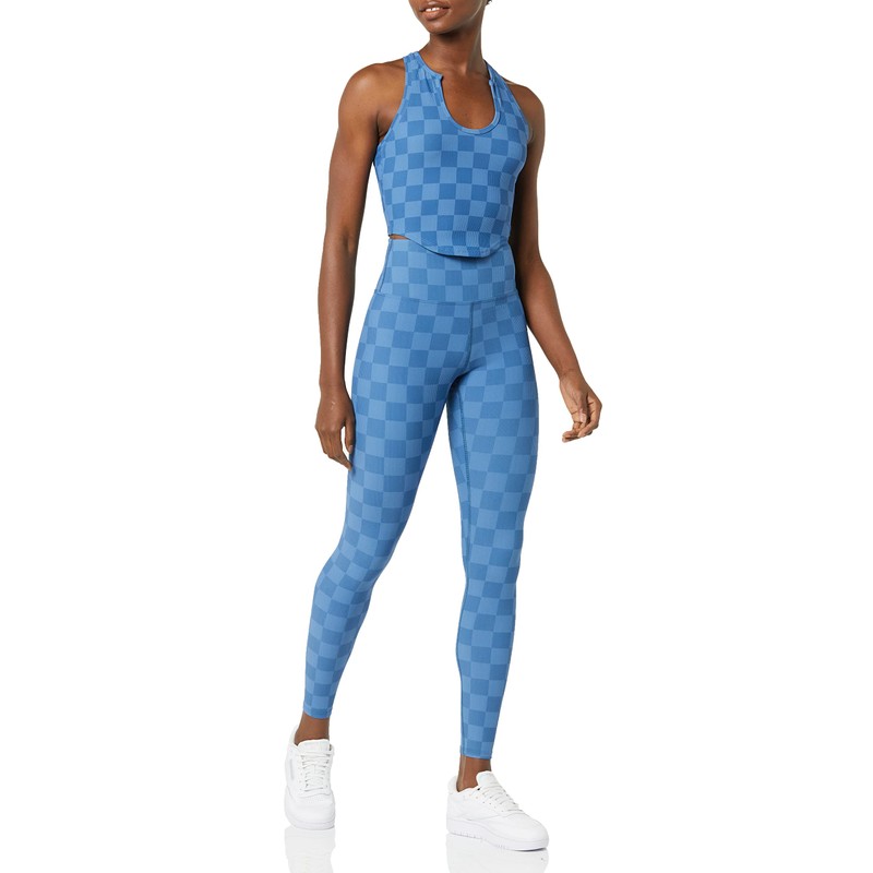 EleVen by Venus Williams Women's Ace Tank, Ocean Checkered Print,