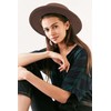 Wide Brim Wool Felt Flat Top Fedora Hat for Women