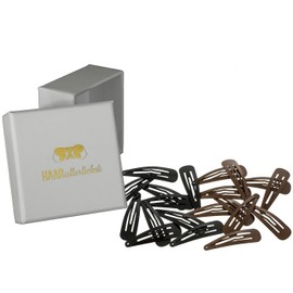 HAARallerliebst Hair Clips Set (20 Pieces | Brown and Black | Approx. 5 cm) with Box for Storage (Box Colour: White)