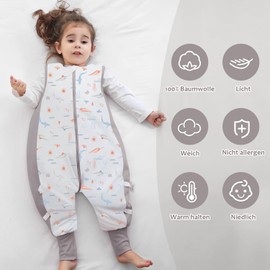 Baby Sleeping Bag with Feet 100% Cotton Winter Sleep Sack with Legs Warm Sleeveless Sleepsuit for Boys and Girls (Coral whale, M)