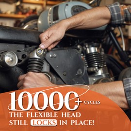 SUZUME 8-Piece Stubby Wrenches Set SAE (5/16” to 3/4”) 10K Gear Cycles Tested 180° Flex Head CR-V 90-Tooth for Tight Spaces Engine Bays & Motorcycle Repair with Rolling Pouch