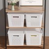 Qskely 6-Pack Large Plastic Storage Baskets with Lid, White
