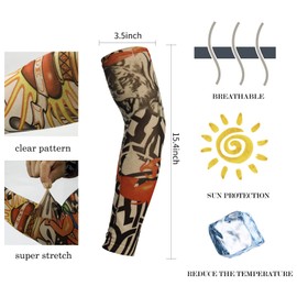 YARIEW Tattoo Sleeves for Men, 6Pcs Arm Sleeves Fake Tattoos Sleeves to Cover Arms Sun Protection Sleeves Tattoo Sleeve Covers Temporary Tattoo Sleeves for Men and Women (Set 1)