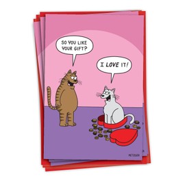 NobleWorks Pack of 3 Hysterical Valentine's Day Greeting Cards with Envelopes (1 Design, 3 Each) Cat In Candy C3171VDG-C3x1