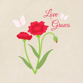 CafePress Carnation Flower Plant Butterflies Love Grows Tote Reusable Natural Beige Canvas Shopping Bag