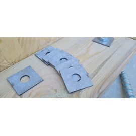 MegaMaxx Timber Wood Constructions Square Washer with Round 11mm Hole - Galvanised Heavy Duty Builders Washers for Bolts - Pack of 50 (50mm/M16)