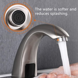 Derpras Touchless Bathroom Faucet with Automatic Sensor Function, Bathroom Sink Faucet with Hole Cover Plate, Brushed Nickel