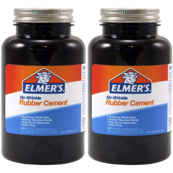 Elmer's Rubber Cement, No-Wrinkle, 8 Ounces Pack of 2