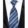 Extra Long Fashion Tie Microfibre Blue Stripe XL Men's Woven