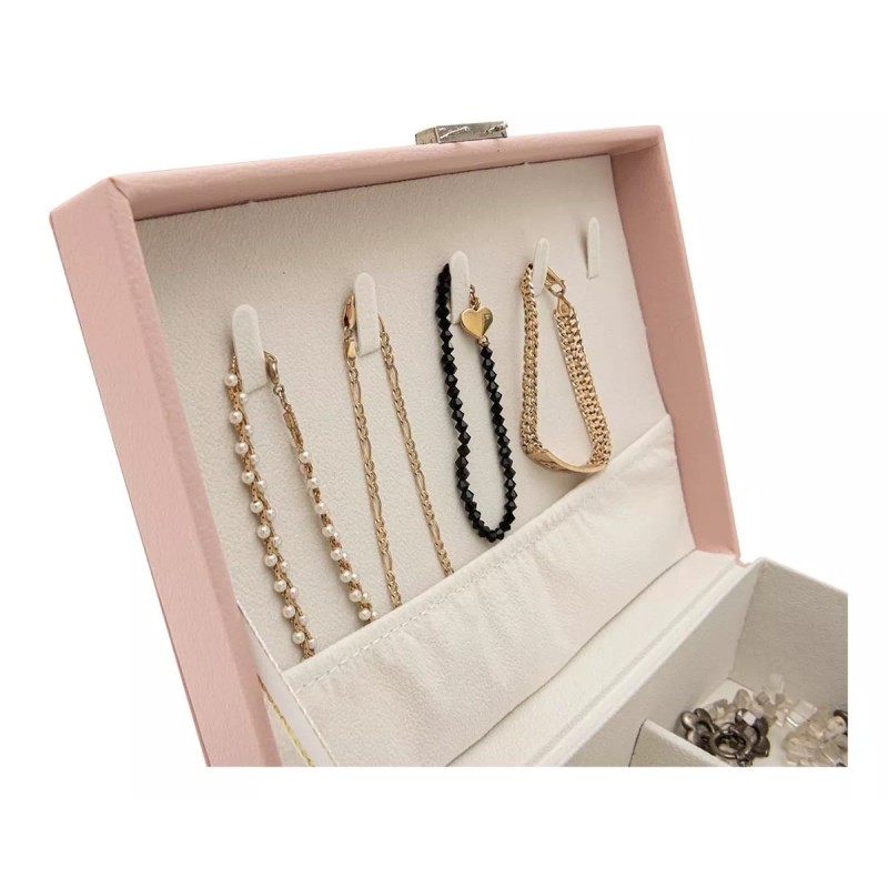Exhivit Caja De Joyería, Organizador De Joyas Portátil Color Rosa