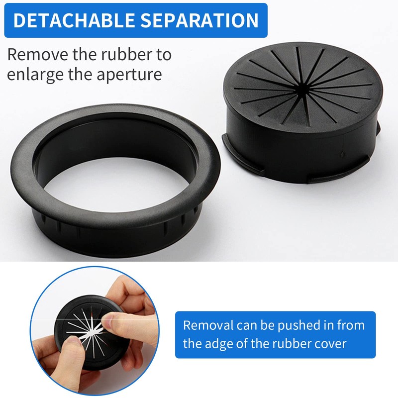 5PCS Flexible Desk Grommet,50mm/2 inch Grommet Aperture, Wire Cord Grommets