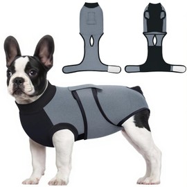 Idepet Dog Recovery Suit Female,Dogs Onesie Suit Surgery Male Breathable Pet Bodysuit for Spay Neuter E-Collar & Cone Alternative Surgical Suit Puppy Abdominal Anti Licking Wounds Shirt (Gray, XL)