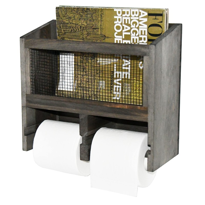 OwlGift Vintage Gray Solid Wood & Metal Mesh Wall Mounted