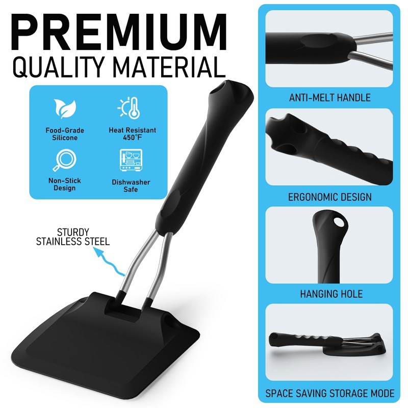 MFTEK Silicone Spatula Set, Eggs Flipper, Adjustable Angle Spatula Turner