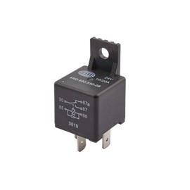 HELLA 4RD 933 332-081 Relay, main current - 24V - 5-pin connector - Changeover Contact - with holder/with suppression diode