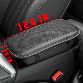 Bittwee Car Center Console Cushion Cover, Auto Armrest Storage Box Mat, Leather Armrest Seat Box Cover Protector, Universal Center Console Armrest Cover, Interior Protection for Most Car（Black）
