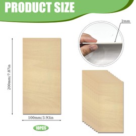 10 PCS Basswood Sheets 200x100x2mm Thin Plywood Sheets Craft Wood Boards Unfinished Wood Board for Woodcraft Model Crafts DIY Wood Engraving Laser Projects Model Making Home Decor Paintings