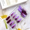 CJDLTS 24Pcs Purple Press on Nails Medium Length Fruit Pattern