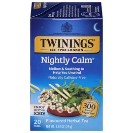 Twinings Nightly Calm Tea 20 Count Herbal Sleep Tea with Chamomile and Herbs