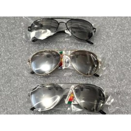 AIRFORCE 1 PAIR LARGE AVIATOR SUNGLASSES POLARIZED  WITH SILVER MIRROR LENS SPRING HINGES - SILVER