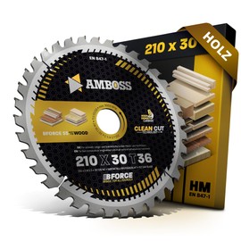 AMBOSS WERKZEUGE HM Circular Saw Blade, 210 x 30, Z36, Interchangeable Teeth for Wood, All-Round, 210 mm, for Einhell TC-SM 2131, TE-MS 18 210, TE-MS 2112 L, Festool. Scheppach, etc.