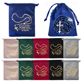 36 Pack Catholic Rosary Pouch Rosary Bag Rosary Holder Velvet Drawstring Bag for First Communion Baptism Catholic Confirmation Gifts Prayer Beads Storage