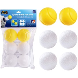 iPlay, iLearn Pitching Machine Baseball & Tennis, Plastic Replacement Balls, Sports Training Ball, 6Pcs Set, Outdoors Game Set, Active, Learning Gift Age 4, 5, 6, 7, 8 Year Olds Kids, Boys, Girls