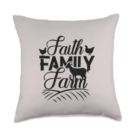 KJJ Faith Family Farm Chickens Goat Throw Pillow, 18x18, Multicolor